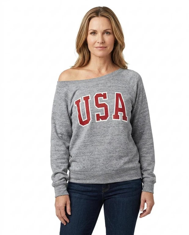 Grunt Line - Vinav | Off-Shoulder Graphic Print Sweatshirt Women