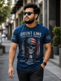 Grunt Line Honor Courage Commitment Skull Graphic T-Shirt  Premium Men's Patriotic Cotton Tee