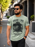 Grunt Line Spartan Warrior Graphic T-Shirt | Men's Premium Cotton Patriotic Tee |Blue