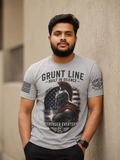 Grunt Line Skull Patriot Graphic T-Shirt | Men's Premium Cotton Military Green Tee